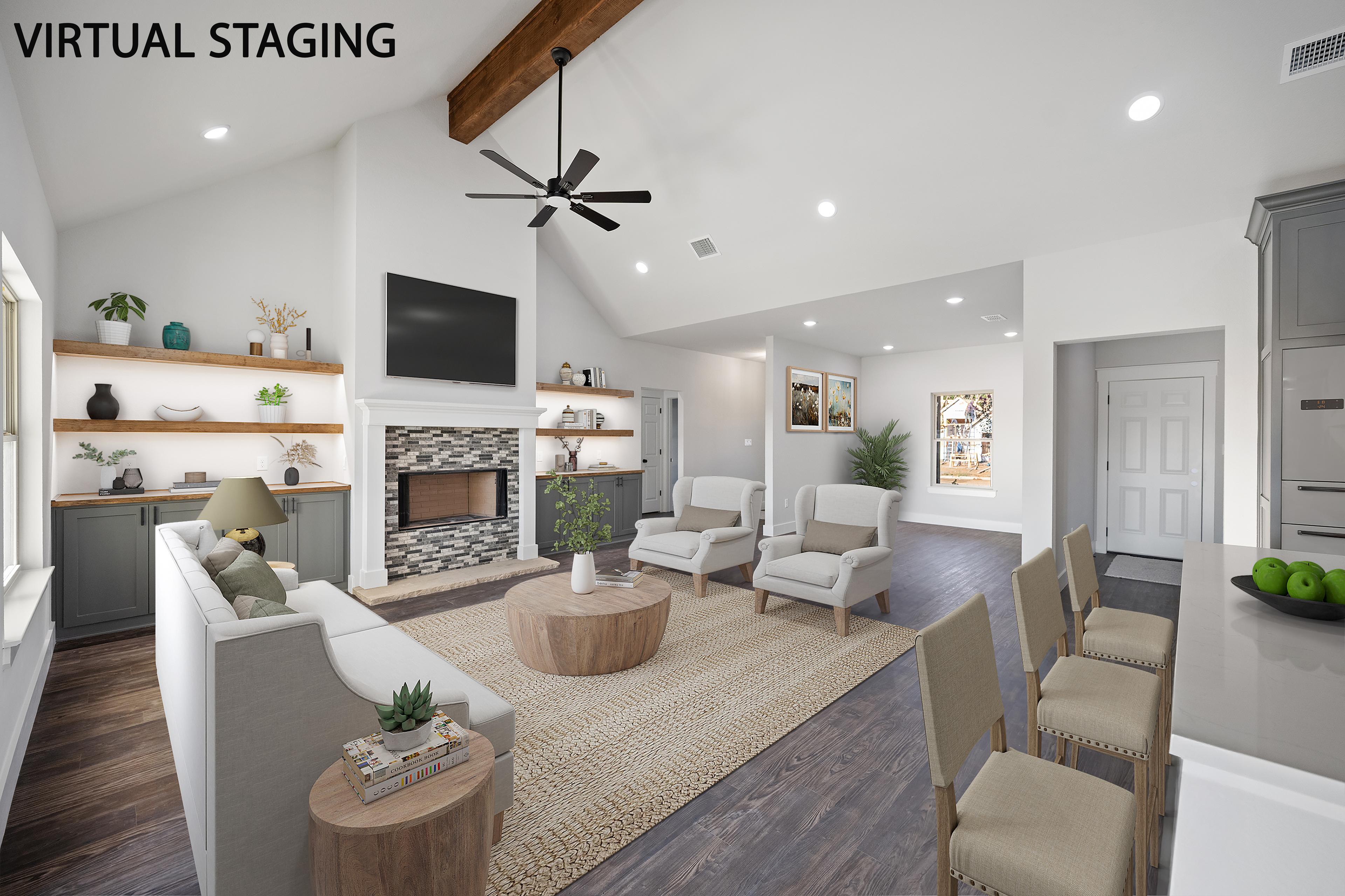 Virtual Staging – Living room transformation with stylish furnishings